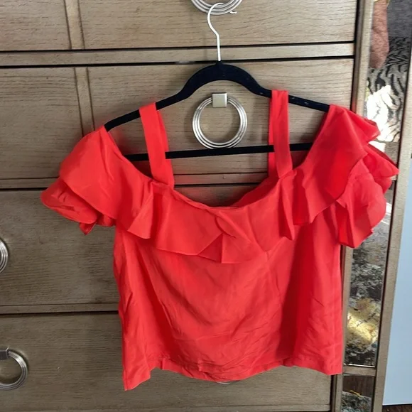 J.Crew cold shoulder silk top, size 8; new - Picture 3 of 7